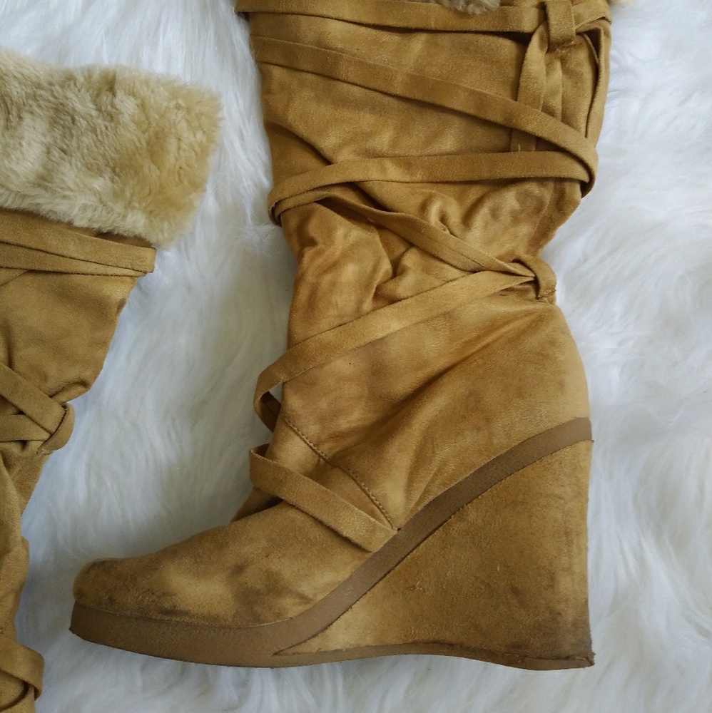 Women's Brown Tall Heeled Boots - Picture 3 of 8